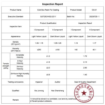 Outlet Amine Cold Box Resin for Core Making and High Sand Temperature Sand Fixing Agent